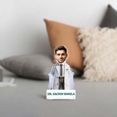 Personalized Doctor Car Dashboard Shaking Head with Battery Operated | Customized with Funny Face & Name Caricature Birthday Gift for Doctor | Idol for Doctor Clinic Desk Table Decor